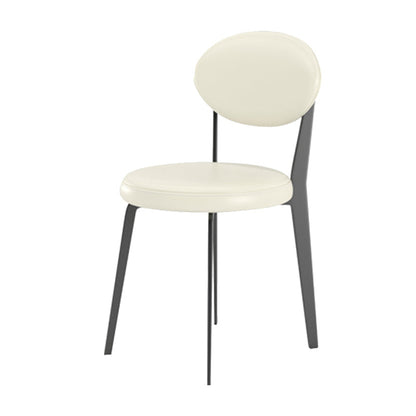 Moderne eenvoudige zijstoel gestoffeerde keuken eetkamerstoel met metalen basis