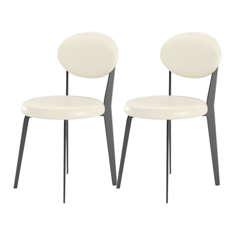 Moderne eenvoudige zijstoel gestoffeerde keuken eetkamerstoel met metalen basis