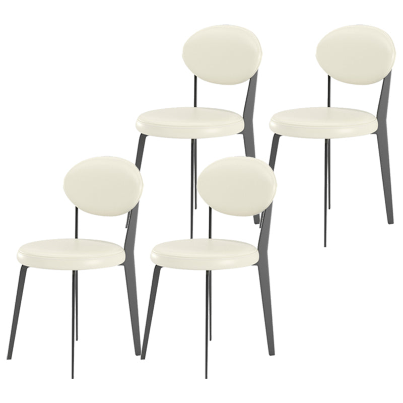 Moderne eenvoudige zijstoel gestoffeerde keuken eetkamerstoel met metalen basis