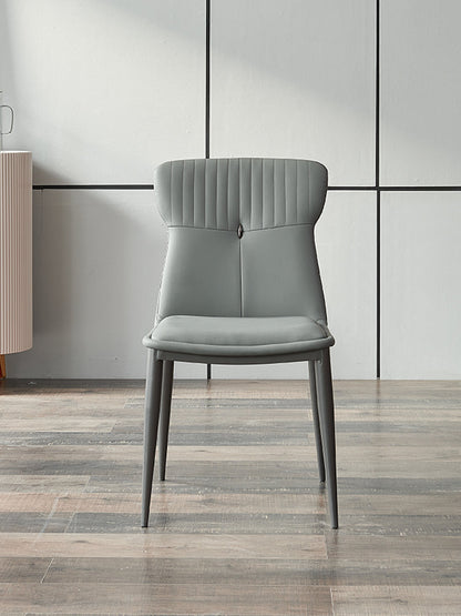 Modern Simple Side Chair Faux Leather Kitchen Dining Chair with Metal Base