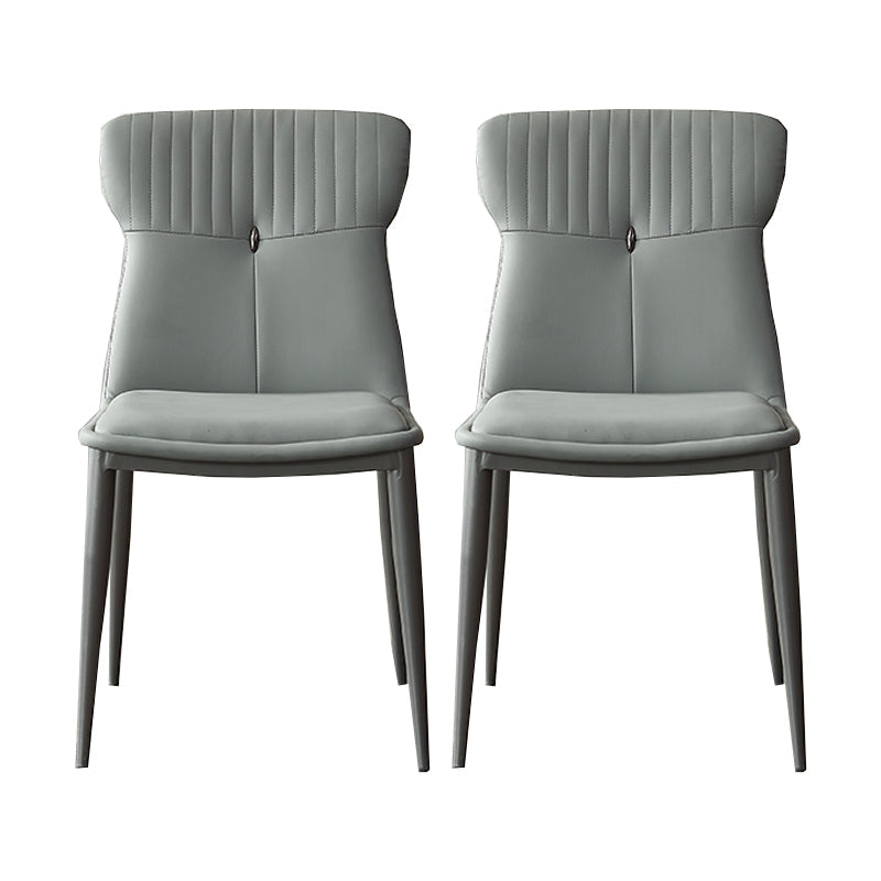 Modern Simple Side Chair Faux Leather Kitchen Dining Chair with Metal Base