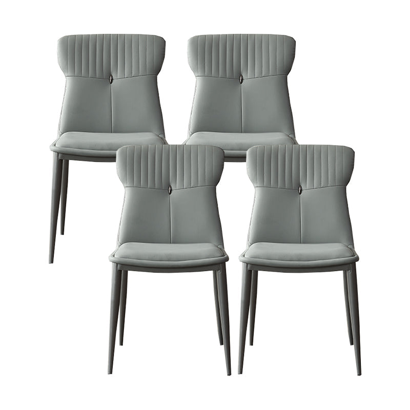 Modern Simple Side Chair Faux Leather Kitchen Dining Chair with Metal Base