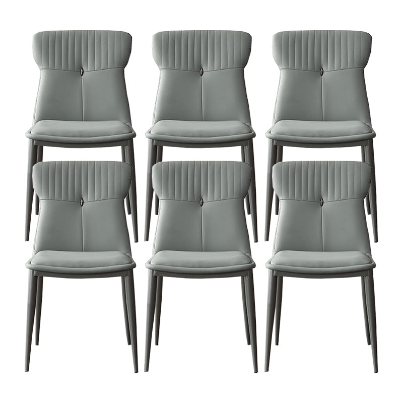 Modern Simple Side Chair Faux Leather Kitchen Dining Chair with Metal Base