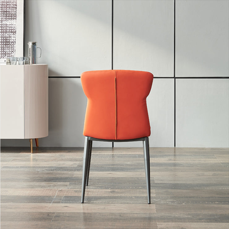 Modern Simple Side Chair Faux Leather Kitchen Dining Chair with Metal Base