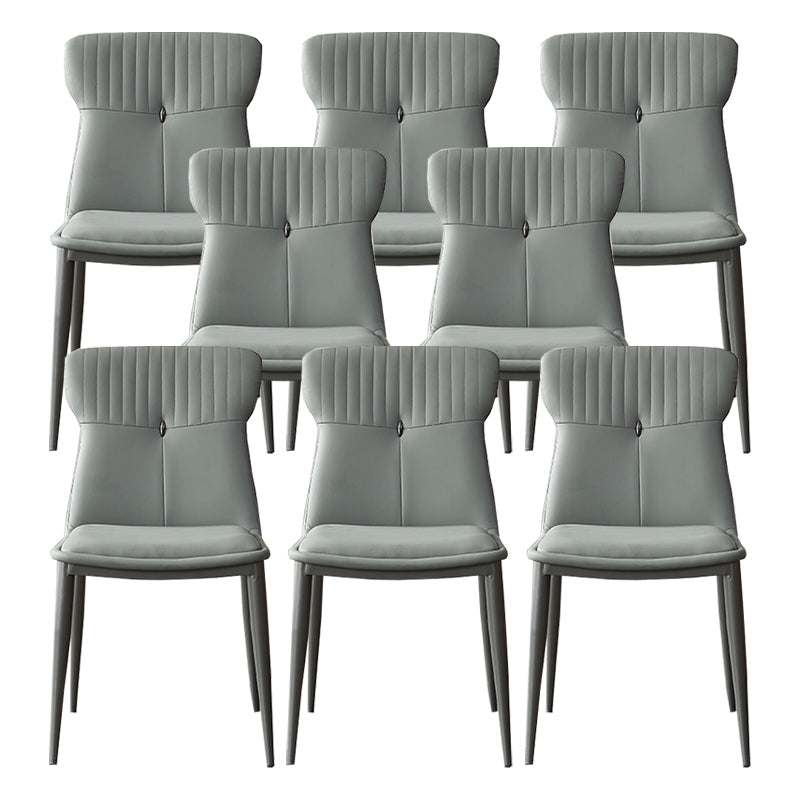 Modern Simple Side Chair Faux Leather Kitchen Dining Chair with Metal Base