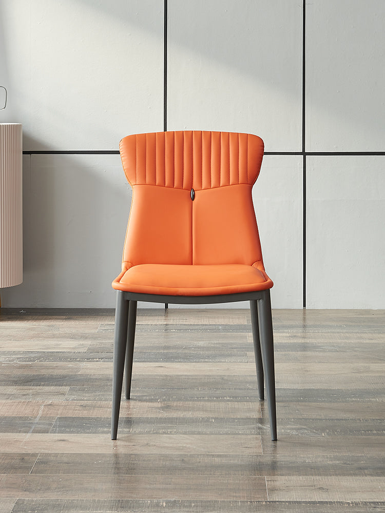 Modern Simple Side Chair Faux Leather Kitchen Dining Chair with Metal Base