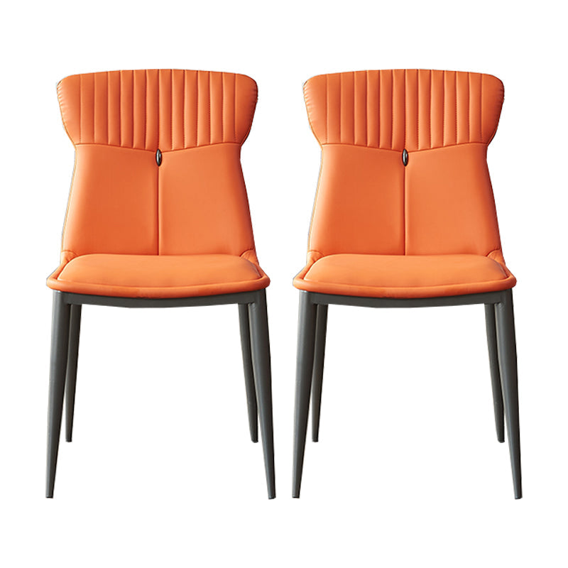 Modern Simple Side Chair Faux Leather Kitchen Dining Chair with Metal Base