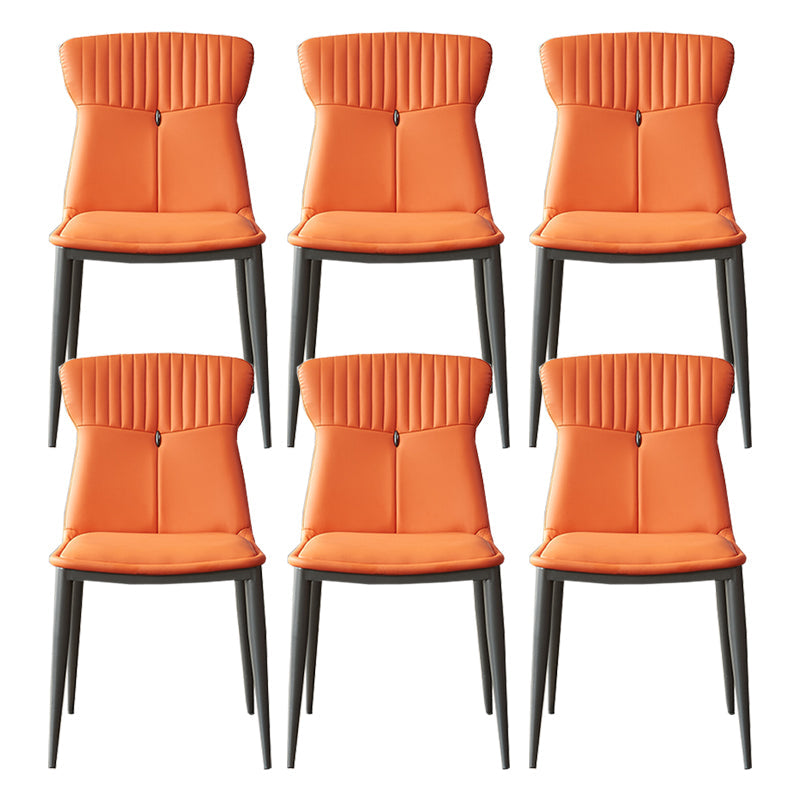 Modern Simple Side Chair Faux Leather Kitchen Dining Chair with Metal Base