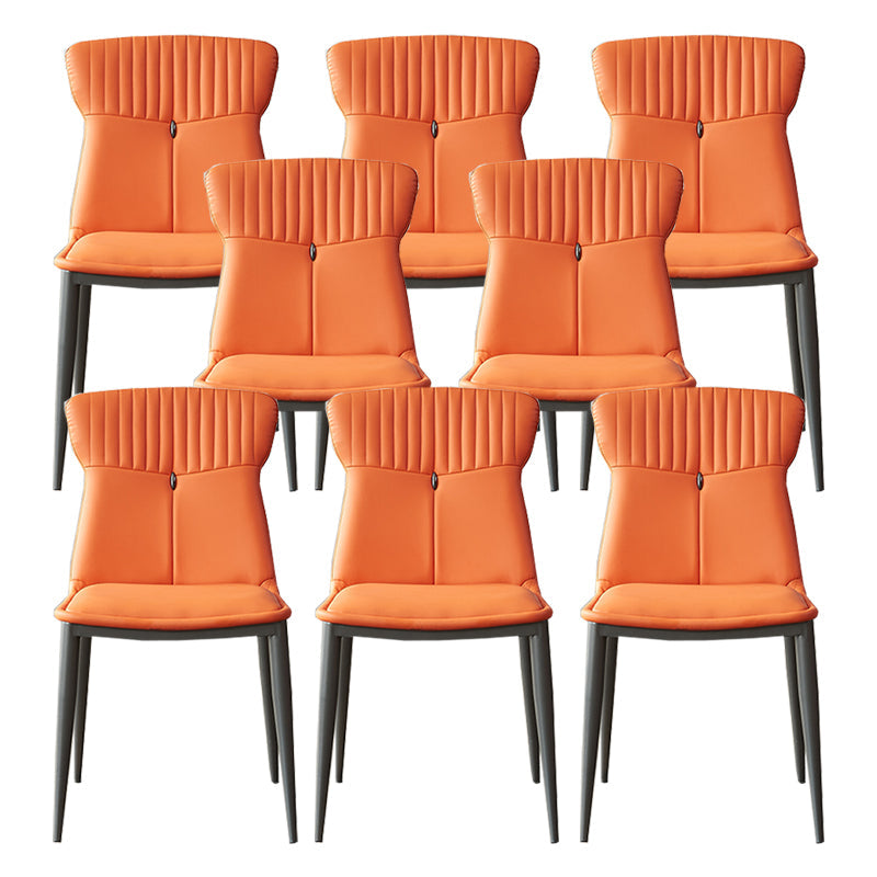 Modern Simple Side Chair Faux Leather Kitchen Dining Chair with Metal Base