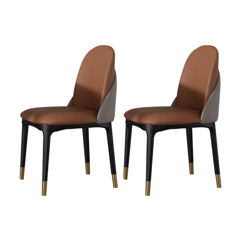 Modern Simple Side Chair Faux Leather Kitchen Dining Chairs with Wooden Base 2 Piece Set Clearhalo 'Dining Chairs' 'Dining Tables & Seating' 'dining_chair' 'furn' 'furn_dining_chair' 'Furniture' 'Kitchen & Dining Furniture' 7040642