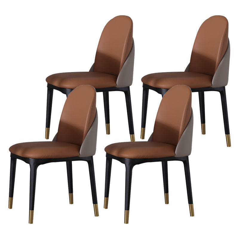 Modern Simple Side Chair Faux Leather Kitchen Dining Chairs with Wooden Base 4 Piece Set Clearhalo 'Dining Chairs' 'Dining Tables & Seating' 'dining_chair' 'furn' 'furn_dining_chair' 'Furniture' 'Kitchen & Dining Furniture' 7040644