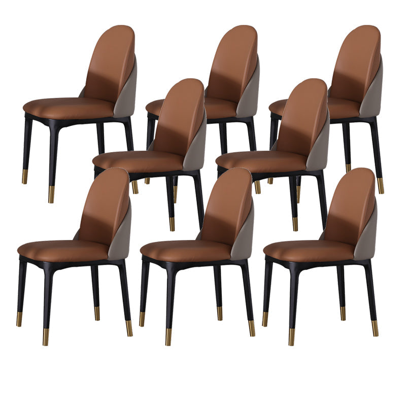 Modern Simple Side Chair Faux Leather Kitchen Dining Chairs with Wooden Base 8 Piece Set Clearhalo 'Dining Chairs' 'Dining Tables & Seating' 'dining_chair' 'furn' 'furn_dining_chair' 'Furniture' 'Kitchen & Dining Furniture' 7040648