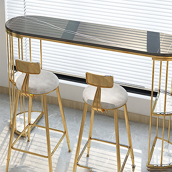 Low Back Upholstered Dining Stools Round Armless Bar Stools with Footrest