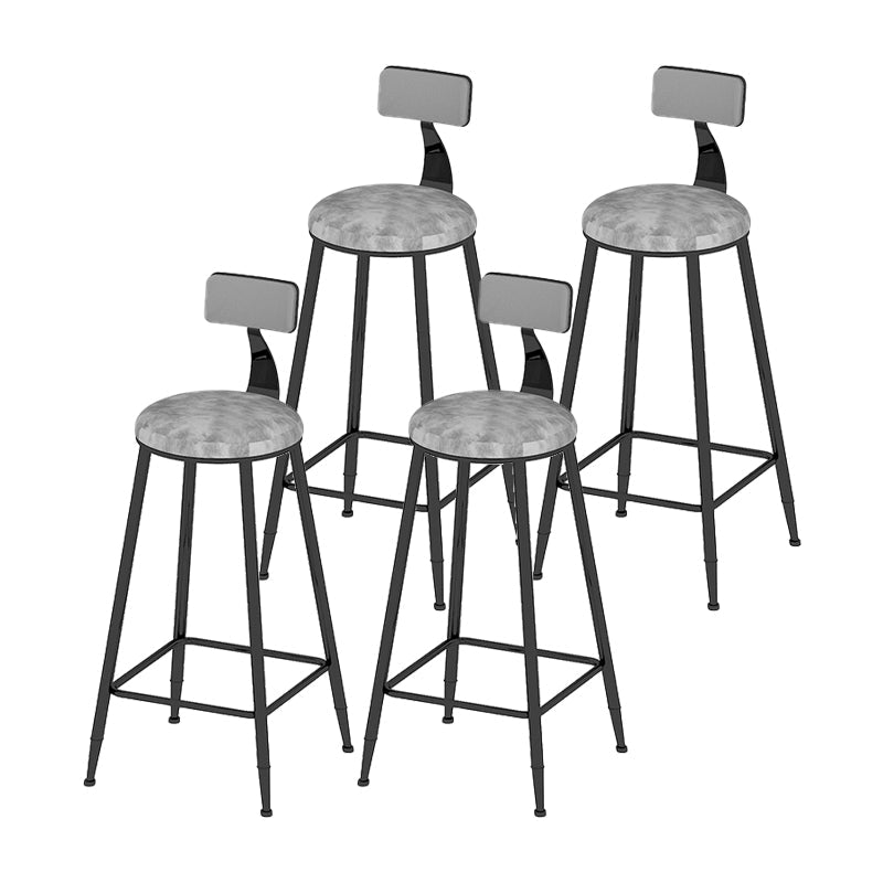 Low Back Upholstered Dining Stools Round Armless Bar Stools with Footrest