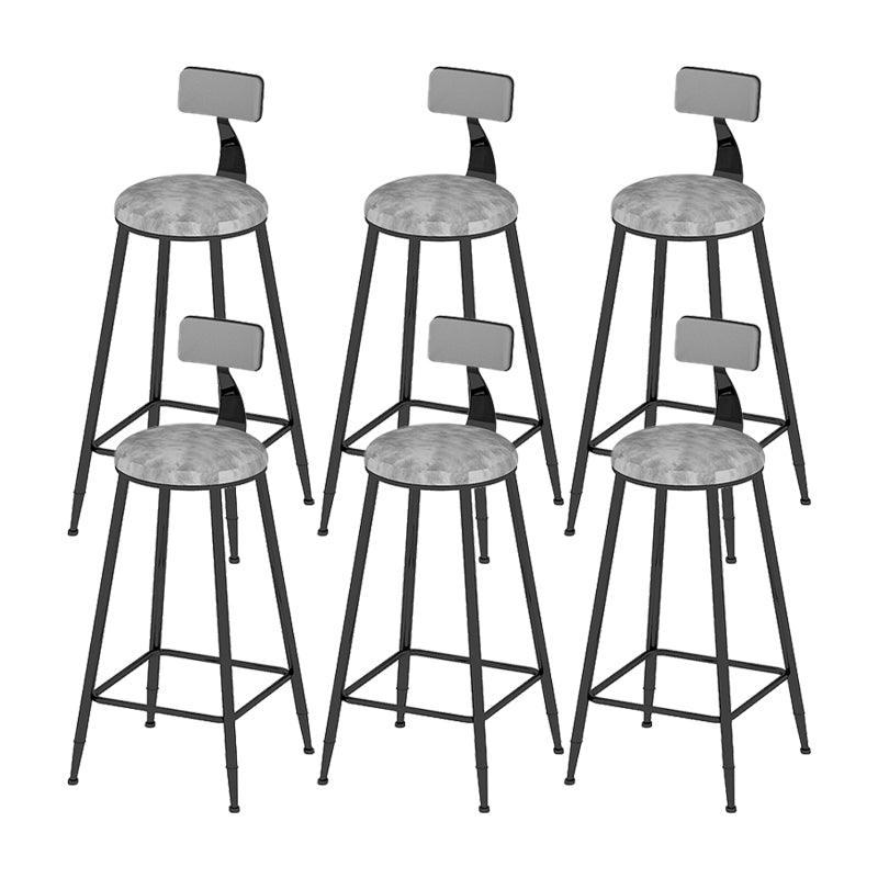 Low Back Upholstered Dining Stools Round Armless Bar Stools with Footrest