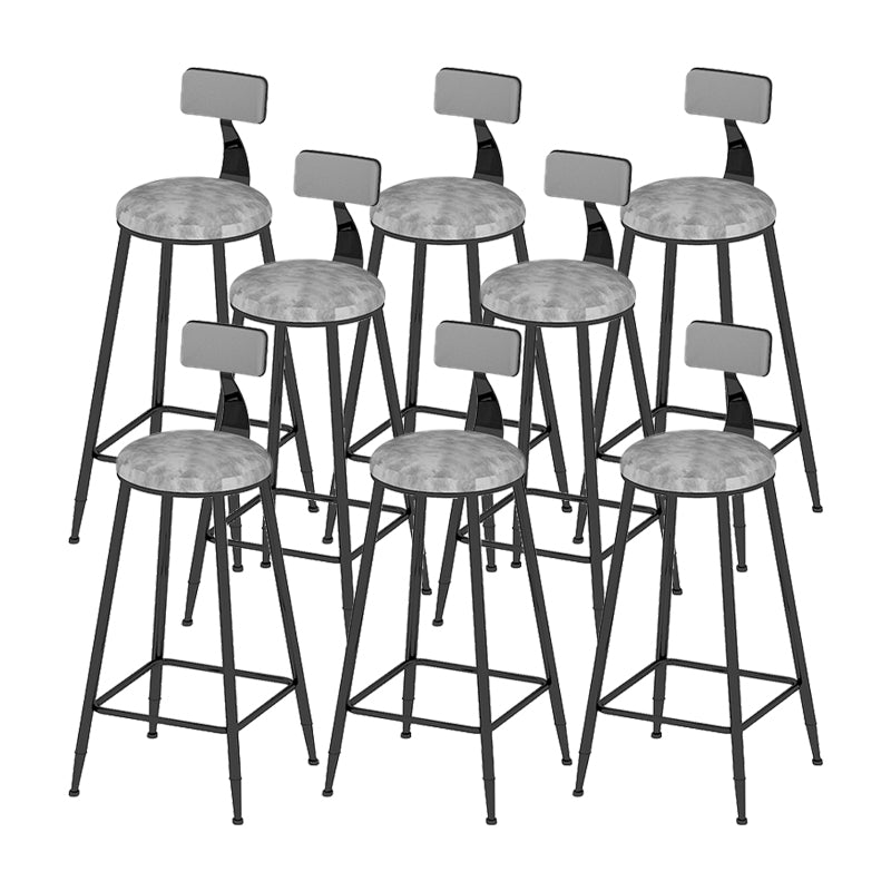 Low Back Upholstered Dining Stools Round Armless Bar Stools with Footrest