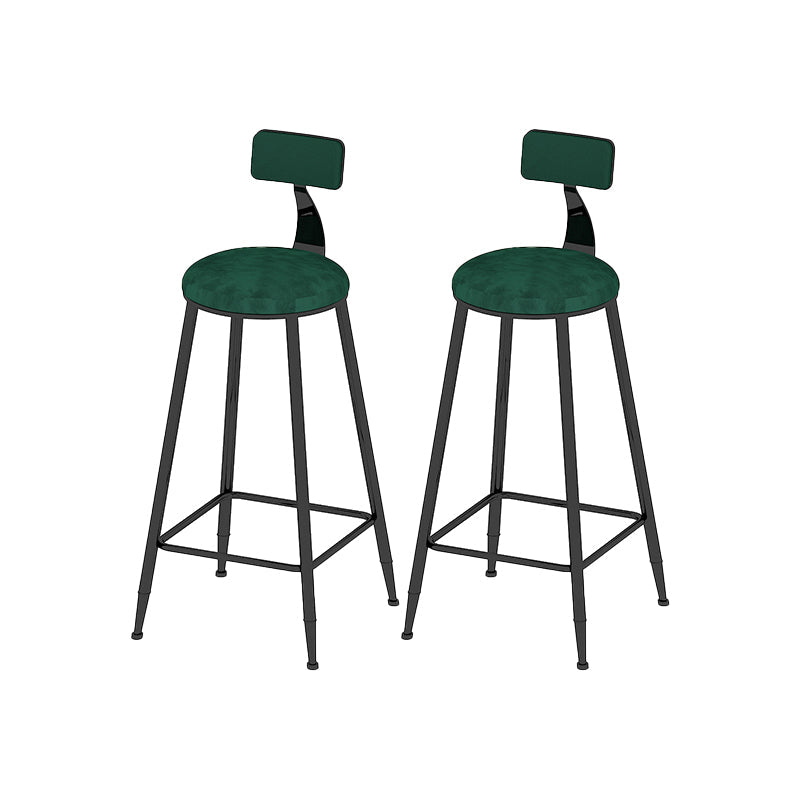Low Back Upholstered Dining Stools Round Armless Bar Stools with Footrest