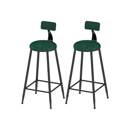 Low Back Upholstered Dining Stools Round Armless Bar Stools with Footrest
