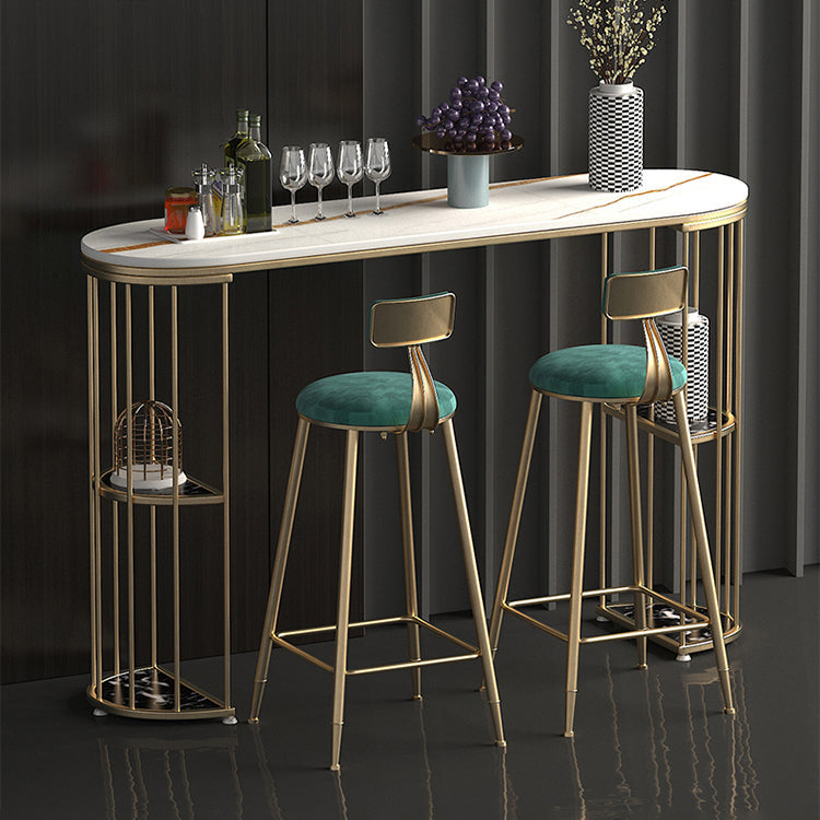 Low Back Upholstered Dining Stools Round Armless Bar Stools with Footrest