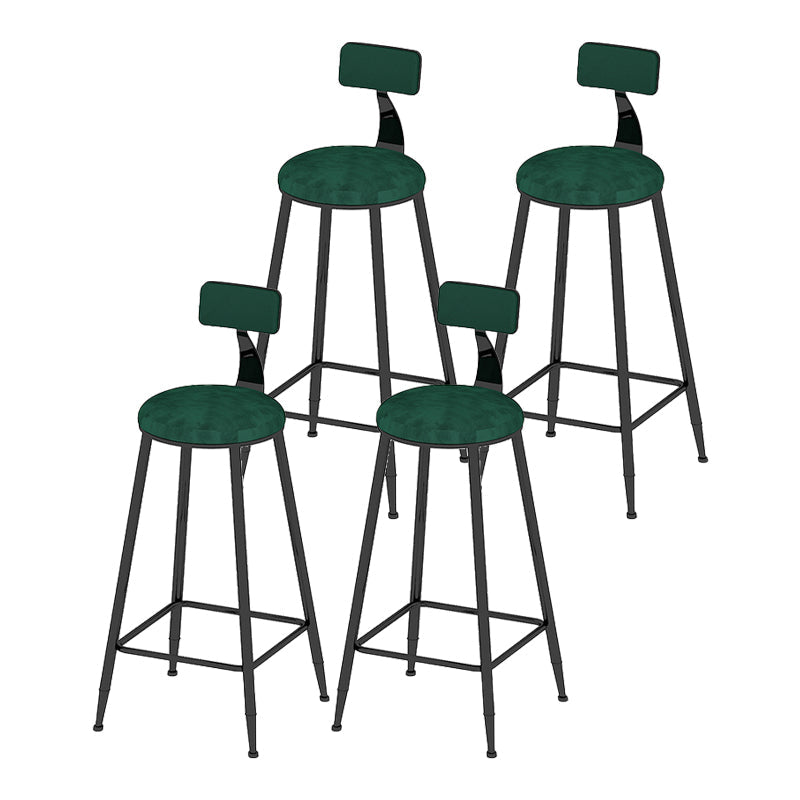 Low Back Upholstered Dining Stools Round Armless Bar Stools with Footrest