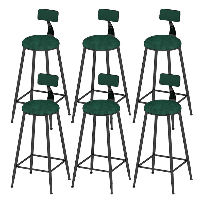 Low Back Upholstered Dining Stools Round Armless Bar Stools with Footrest