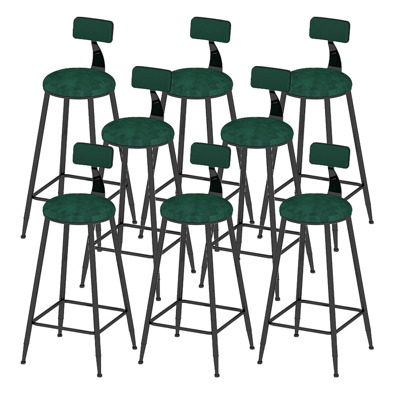 Low Back Upholstered Dining Stools Round Armless Bar Stools with Footrest