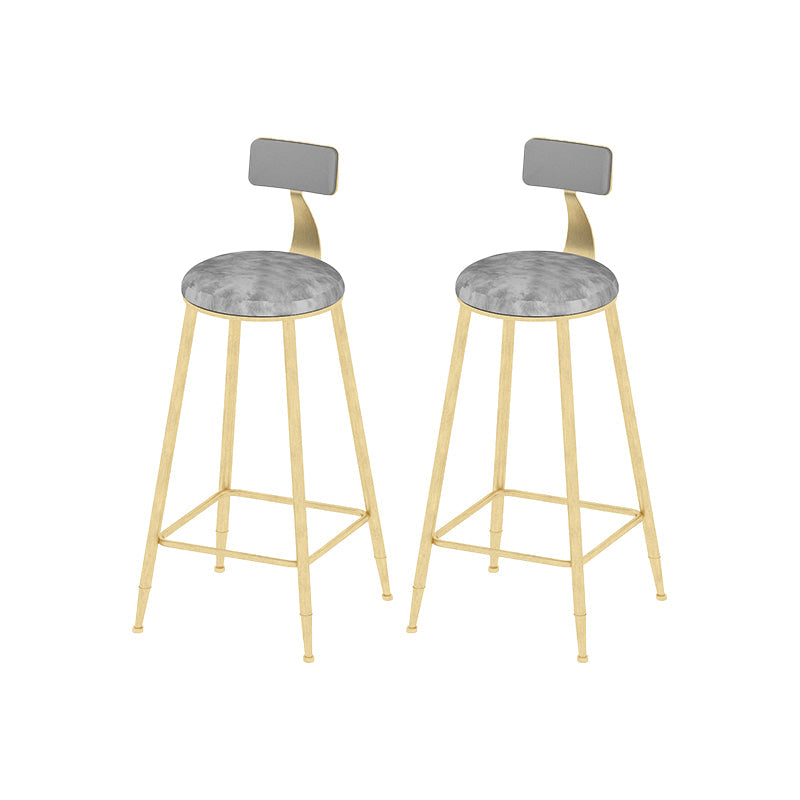 Low Back Upholstered Dining Stools Round Armless Bar Stools with Footrest