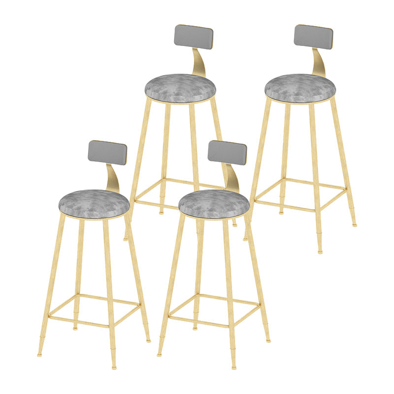 Low Back Upholstered Dining Stools Round Armless Bar Stools with Footrest