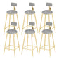 Low Back Upholstered Dining Stools Round Armless Bar Stools with Footrest