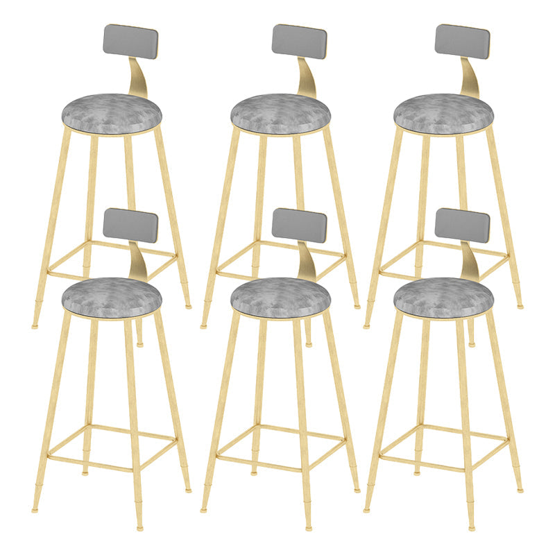 Low Back Upholstered Dining Stools Round Armless Bar Stools with Footrest