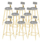 Low Back Upholstered Dining Stools Round Armless Bar Stools with Footrest