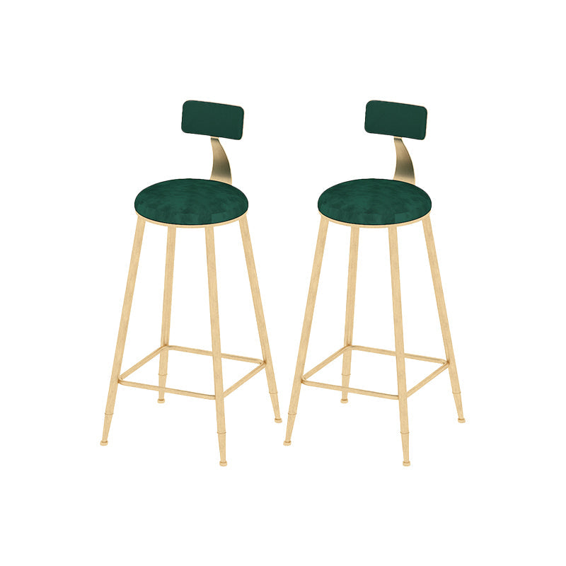 Low Back Upholstered Dining Stools Round Armless Bar Stools with Footrest