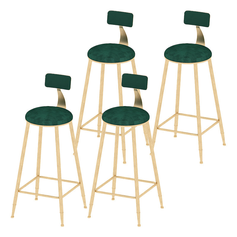 Low Back Upholstered Dining Stools Round Armless Bar Stools with Footrest