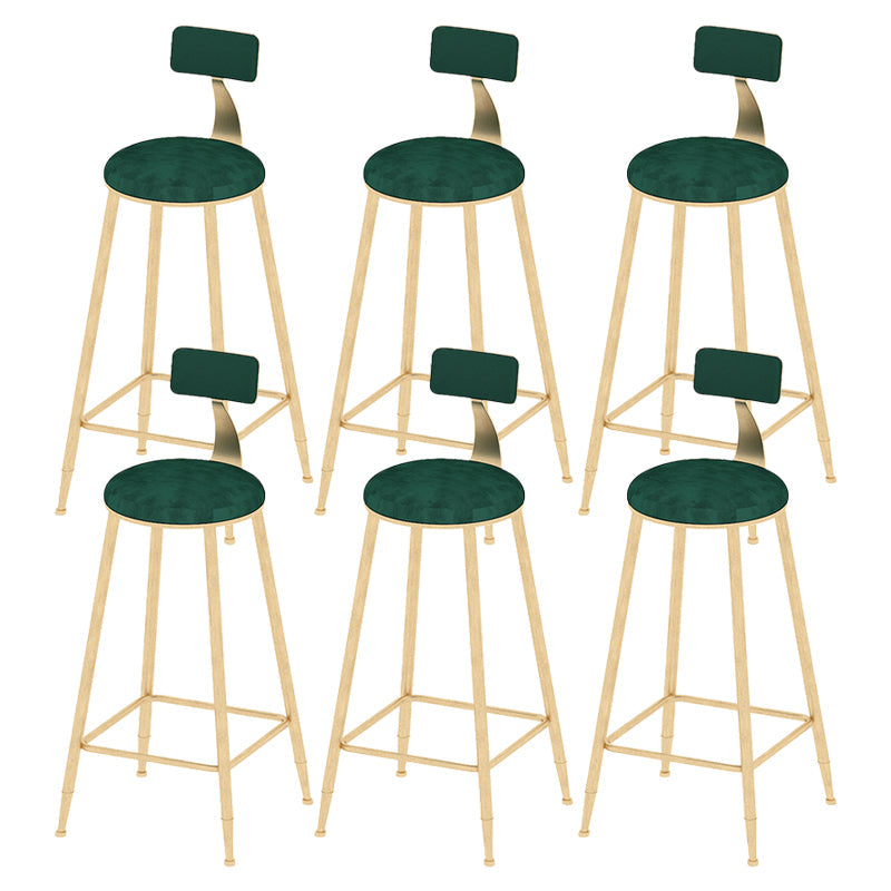 Low Back Upholstered Dining Stools Round Armless Bar Stools with Footrest