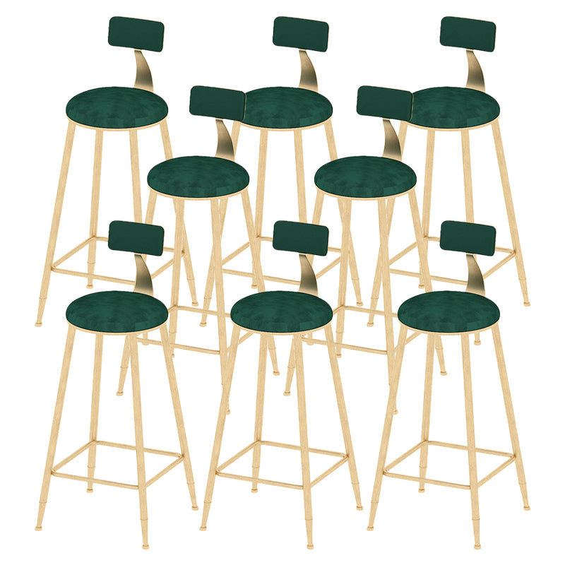 Low Back Upholstered Dining Stools Round Armless Bar Stools with Footrest