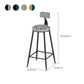 Low Back Upholstered Dining Stools Round Armless Bar Stools with Footrest