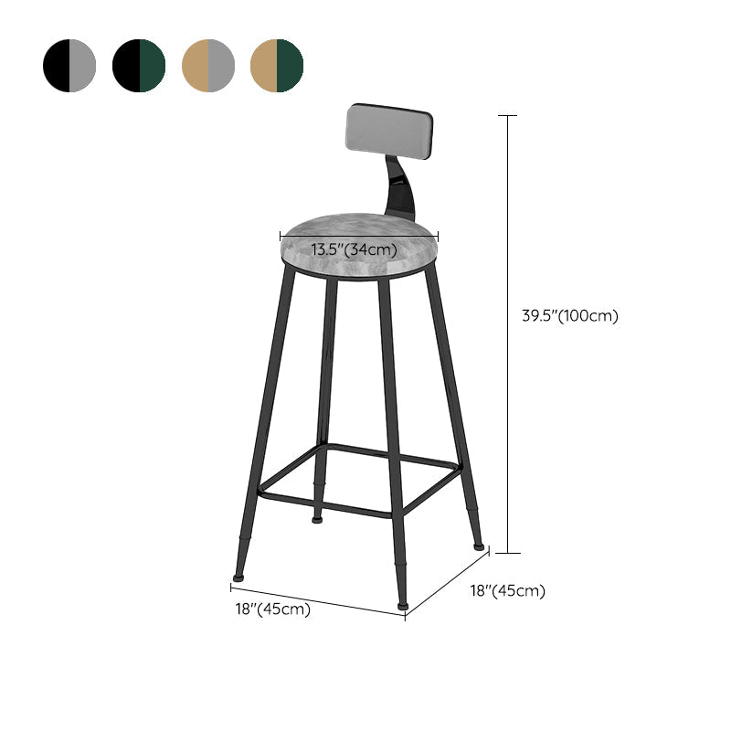 Low Back Upholstered Dining Stools Round Armless Bar Stools with Footrest