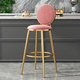 Round Seat Indoor Bar Stool Upholstered Bar Stools with Gold Frame