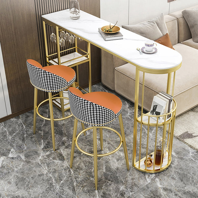 Low Back Upholstered Dining Stools Bucket Bar Stools with Footrest