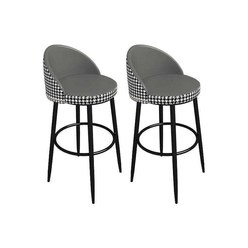 Low Back Upholstered Dining Stools Bucket Bar Stools with Footrest