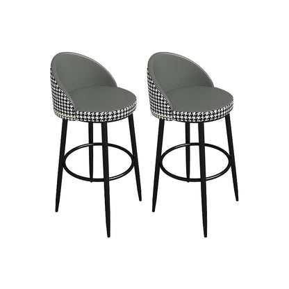 Low Back Upholstered Dining Stools Bucket Bar Stools with Footrest