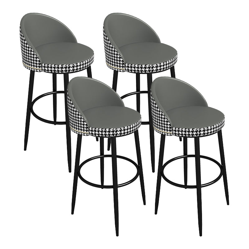 Low Back Upholstered Dining Stools Bucket Bar Stools with Footrest