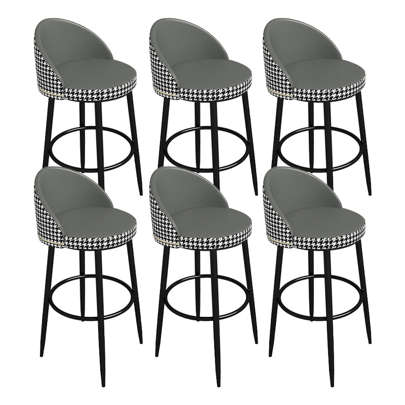 Low Back Upholstered Dining Stools Bucket Bar Stools with Footrest