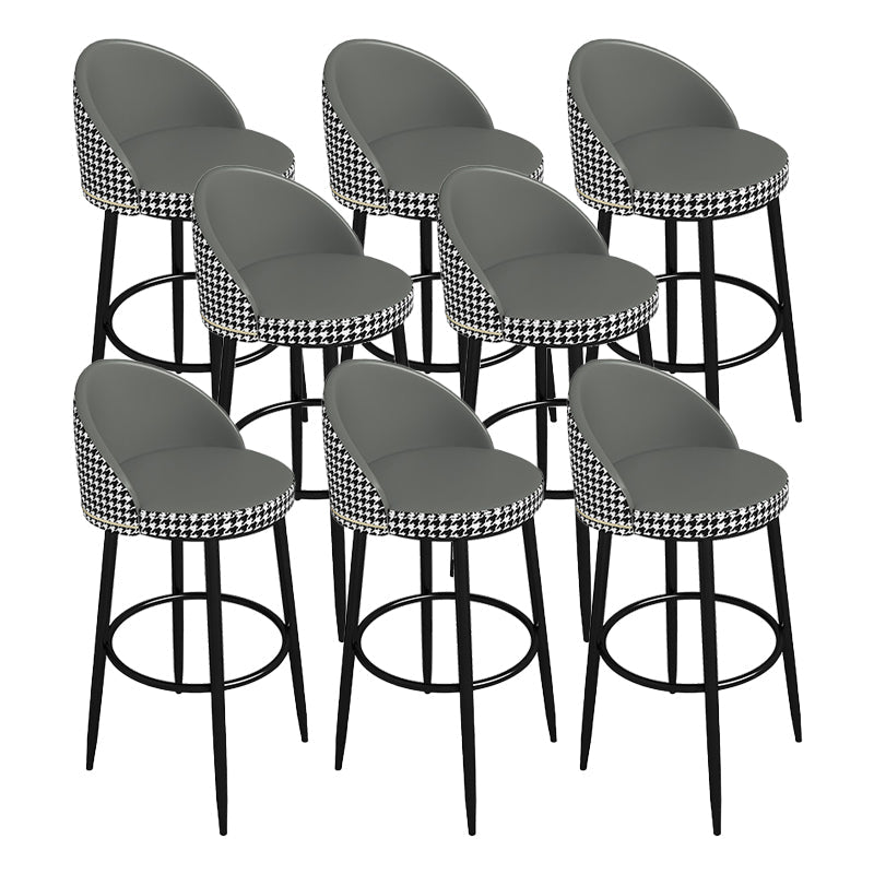 Low Back Upholstered Dining Stools Bucket Bar Stools with Footrest