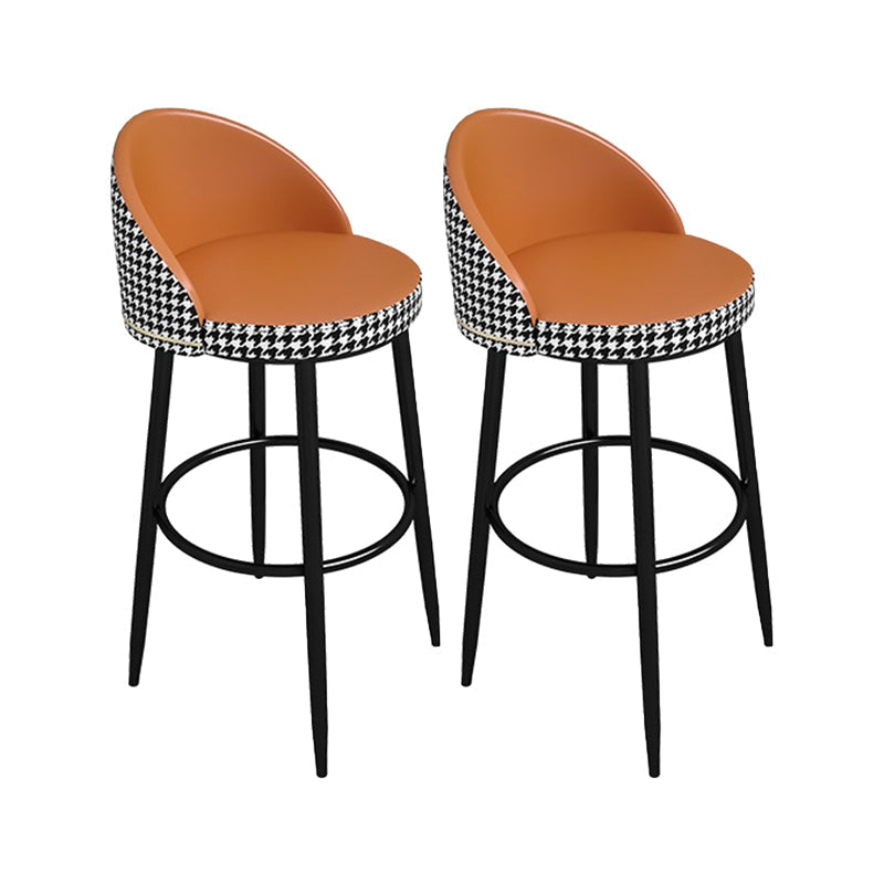 Low Back Upholstered Dining Stools Bucket Bar Stools with Footrest
