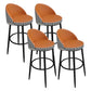 Low Back Upholstered Dining Stools Bucket Bar Stools with Footrest