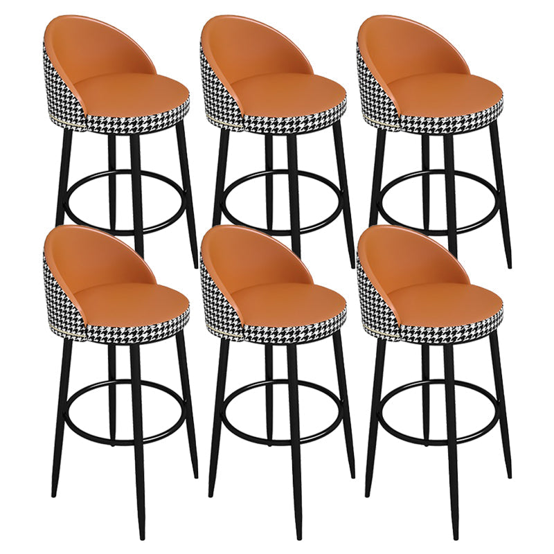 Low Back Upholstered Dining Stools Bucket Bar Stools with Footrest