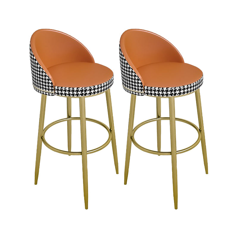 Low Back Upholstered Dining Stools Bucket Bar Stools with Footrest