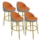 Low Back Upholstered Dining Stools Bucket Bar Stools with Footrest