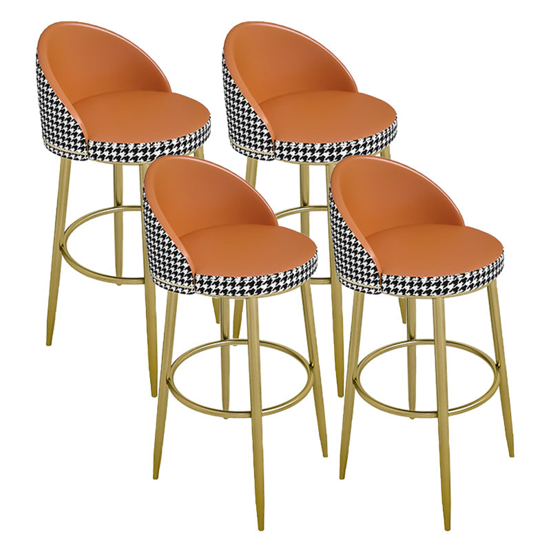 Low Back Upholstered Dining Stools Bucket Bar Stools with Footrest